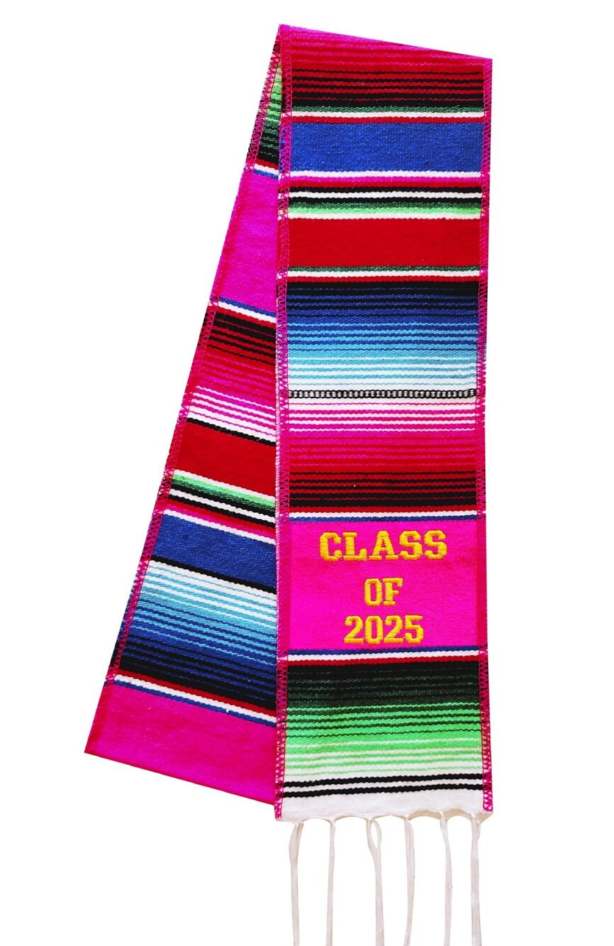 9166 Genuine Serape 100% Authentic Pink Mexican Graduation Sash Class of